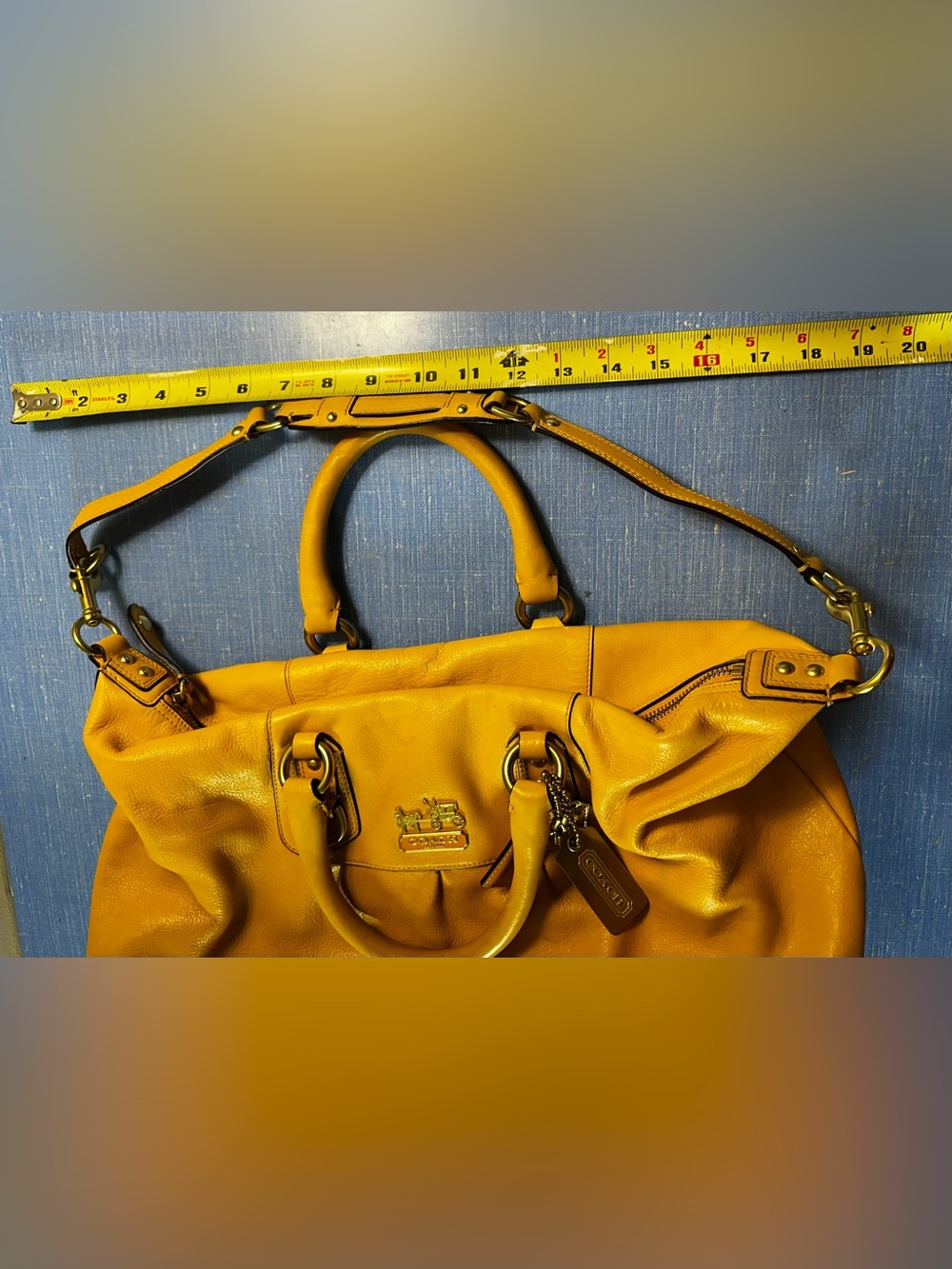 Coach Madison Large Sabrina 12949 Yellow Leather Satchel Shoulder Bag Y2K - Picture 3 of 12
